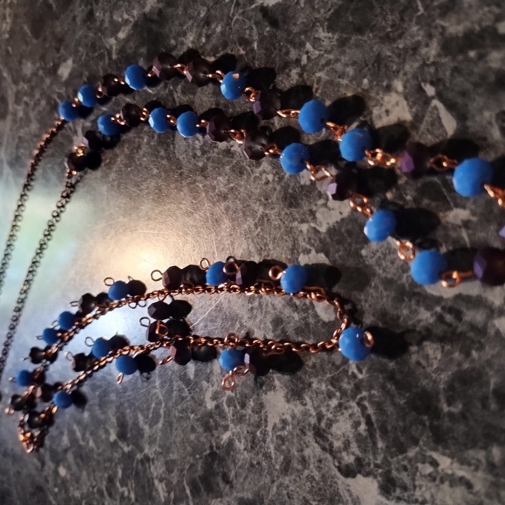 Vibrant Blue and Purple Beaded Necklace